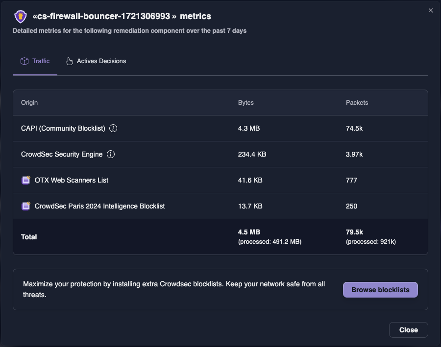 Security Engine details page